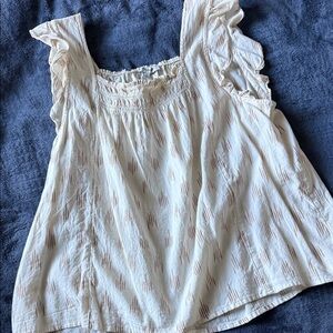 Madewell Cream and Brown Textured Top